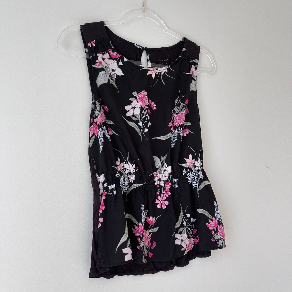 A New Day Black‎ Floral Blouse Sz S - Picture 2 of 6